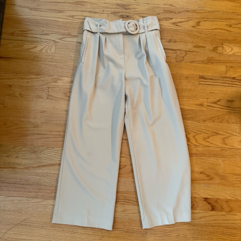 Sezane Cream High-Waisted Trousers